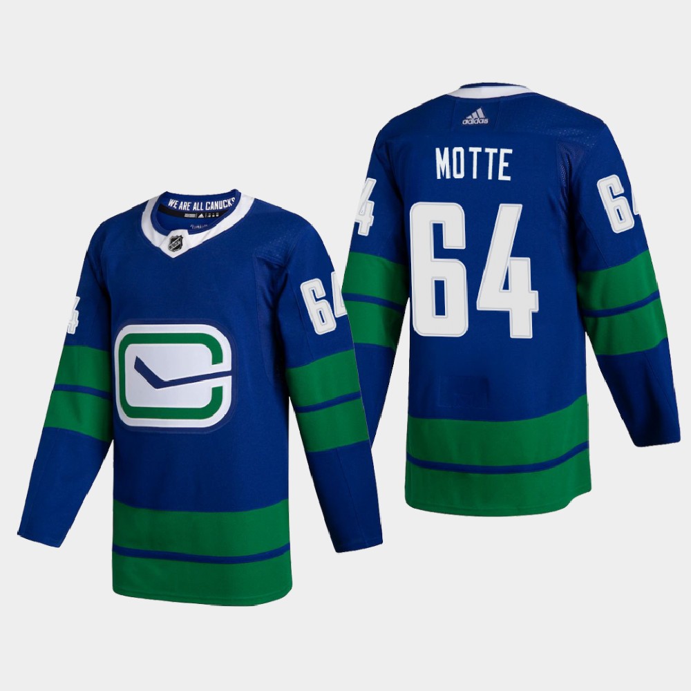 Vancouver Canucks #64 Tyler Motte Men Adidas 2020 Authentic Player Alternate Stitched NHL Jersey Blue